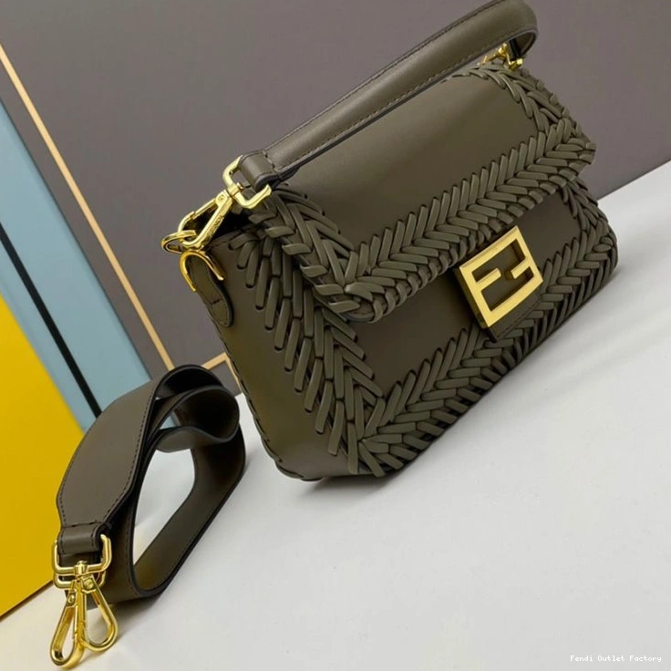 Cheap HOT Green Leather Stitching In Medium Fendi Baguette Bag 0813